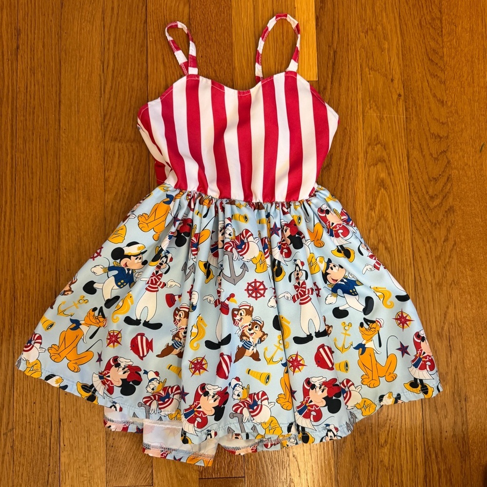 Spoiled & Flashy Boutique Disney Nautical Mickey Friends Dress - Girl's Size 4T - Picture 1 of 9